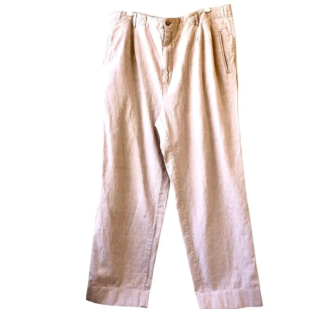 Banana Republic Vintage Hong Kong Linen Blend Pants Pockets Mens 40 x 29